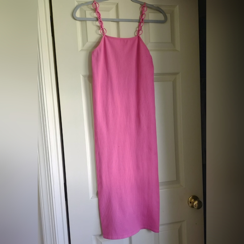 Pink Sleeveless Dress with Braided Straps